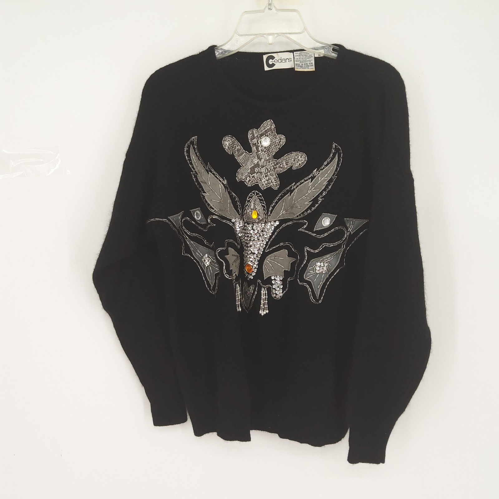 CEDARS VINTAGE MEDIUM ANGORA WOOL BEADED SWEATER