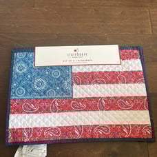 4 Storehouse Red White Blue Bandana Print Placemats Quilted Americana