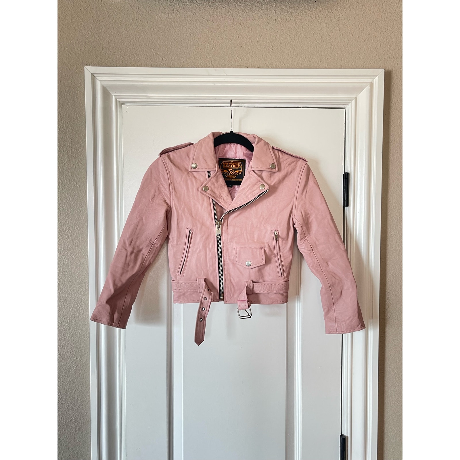 Milwaukee Leather Girls Toddler Pink Leather Motorcycle Jacket Small