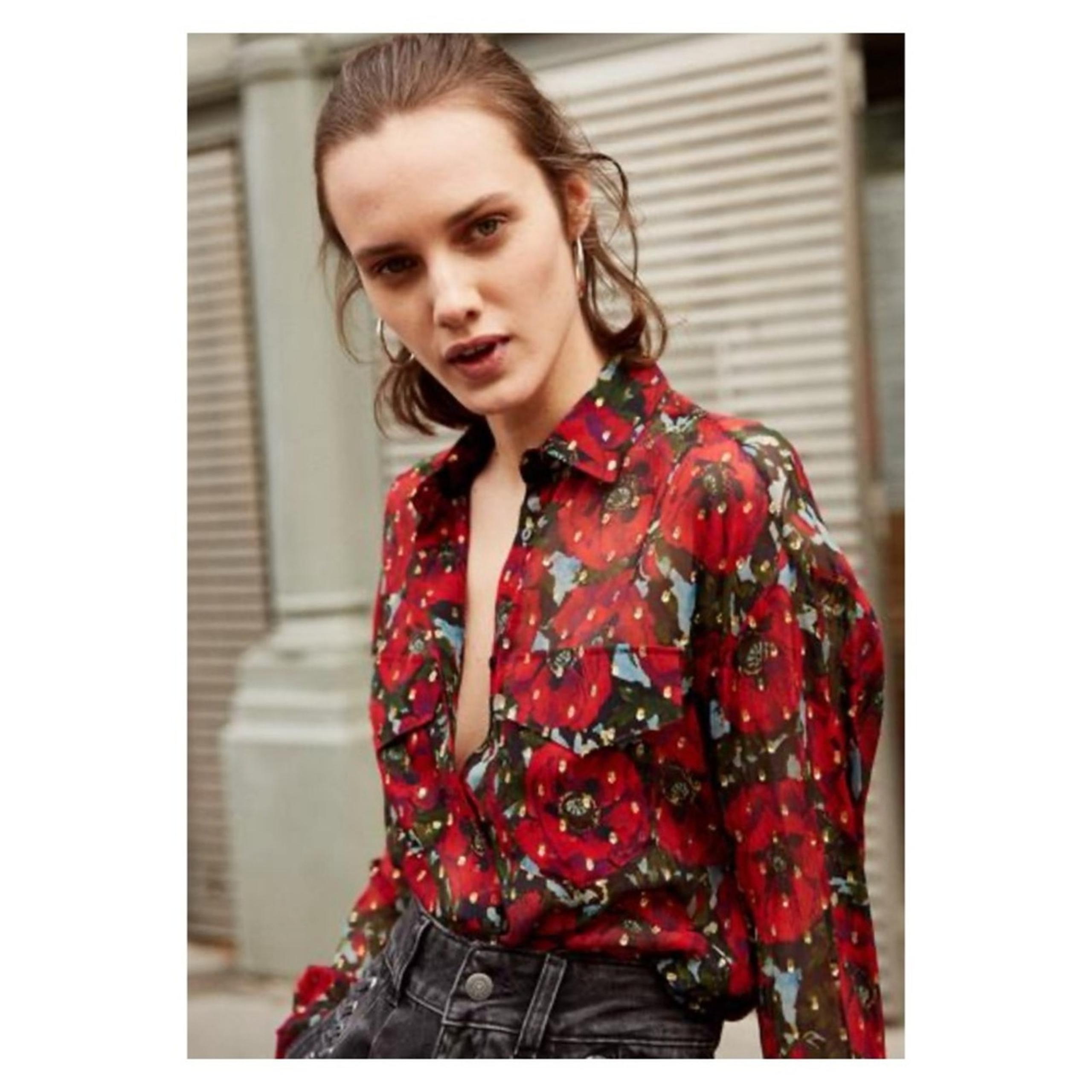 The Kooples Giant Poppy Print Button Down Top XS (0)
