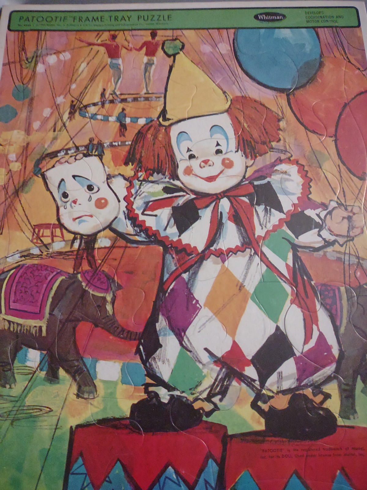 vintage patootie clown 1966 Sealed Puzzle Mattel Whitman Circus elephant RARE