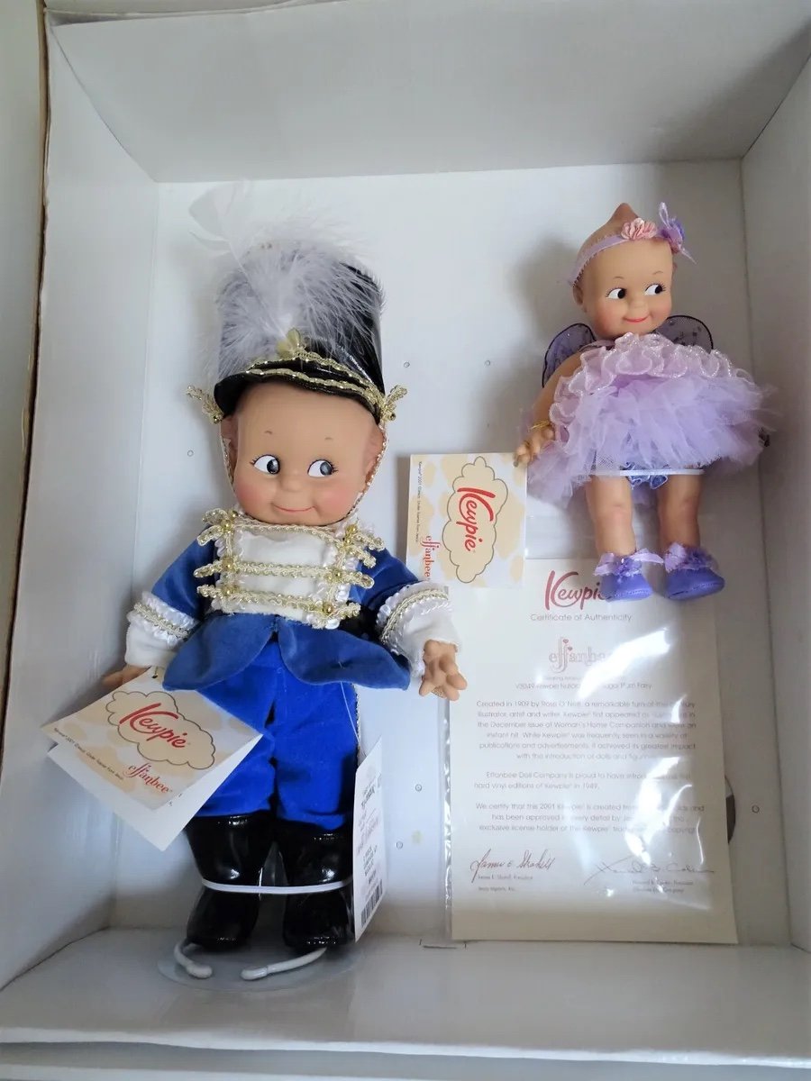 2001 Effanbee Vinyl Kewpie Nutcracker & Sugar Plum Fairy w/Certificate & Box