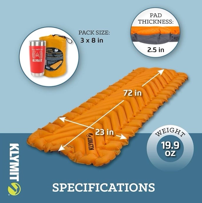 Klymit Insulated Static V Lite Inflatable Sleeping Pad