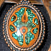 Vintage 1970’s Copper Colored Belt Buckle W/Stone Inlayed W/ Turquoise Color