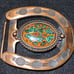 Vintage 1970’s Copper Colored Belt Buckle W/Stone Inlayed W/ Turquoise Color