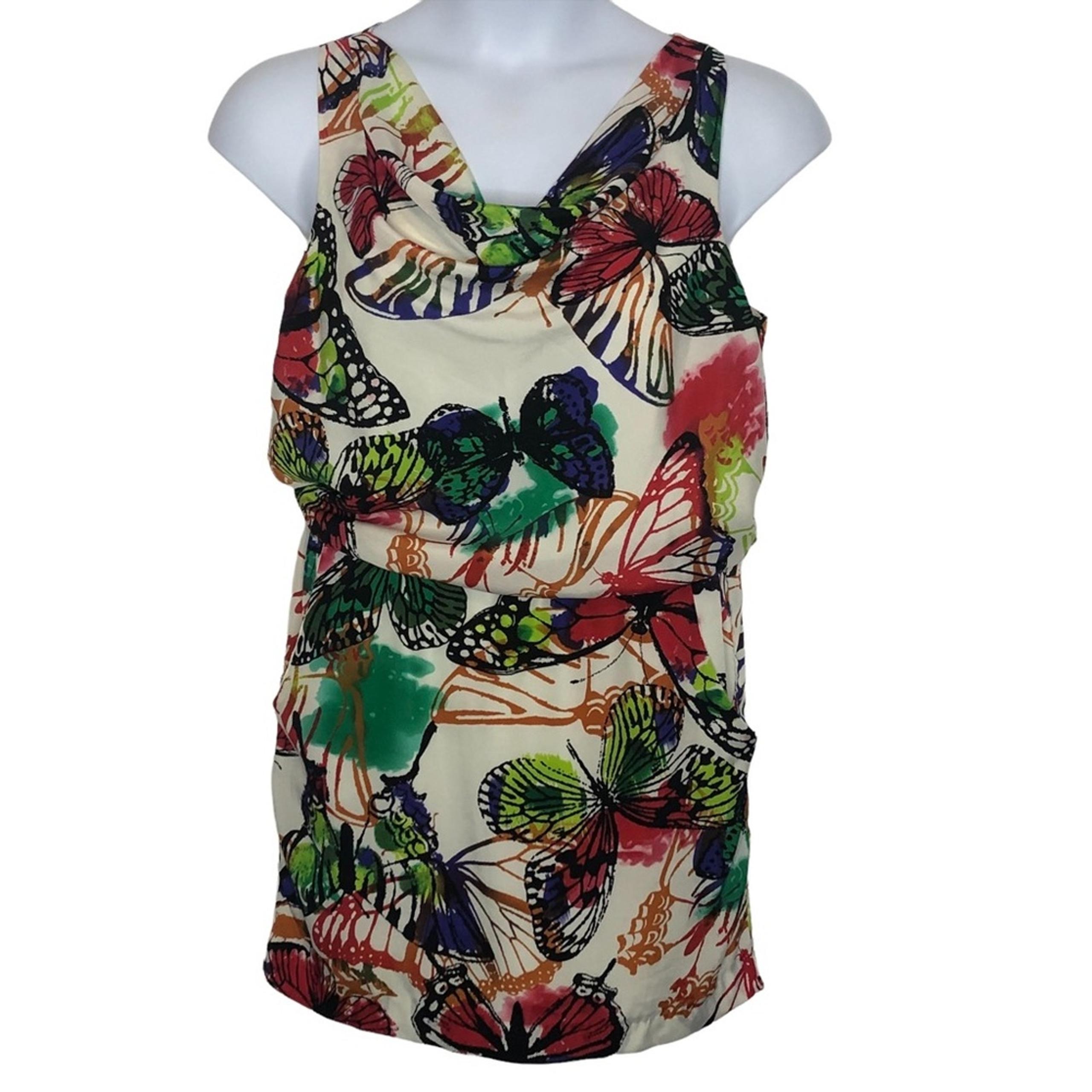 New York & Co Y2K Butterfly Cowl Neck Sleeveless Blouson Mini Dress size Medium