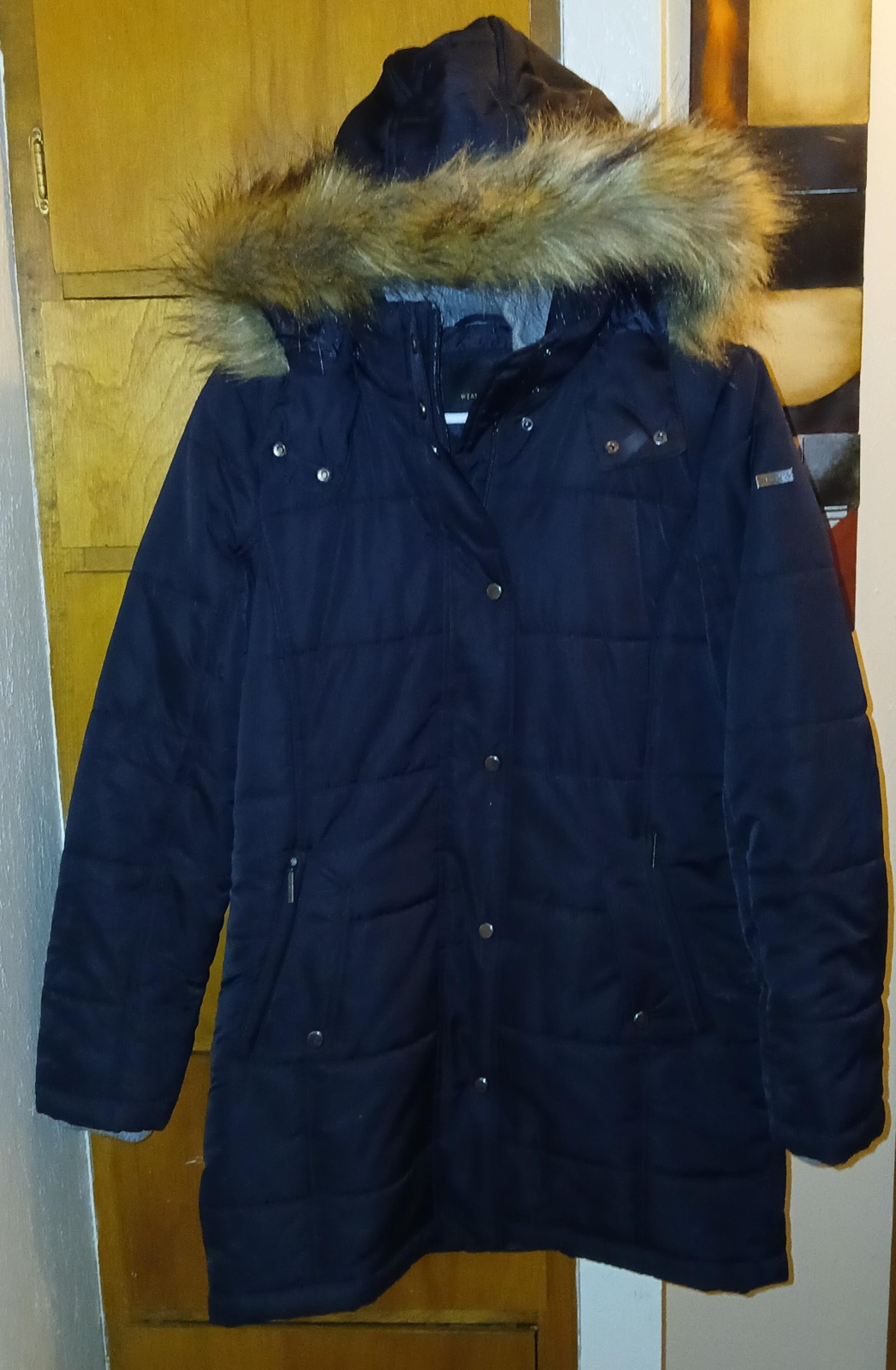 Weatherproof Women’s Puffer Coat Faux Fur Hood Jacket Size Small In Black