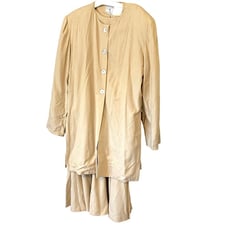 Women’s Vintage George Georgiou Tan 3 Piece Set Blazer, Skirt, Top Silk Size 10