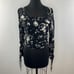 MARIA STANLEY Hamline Blouse Top Black White Cosmos Puff Sleeve Square Neck Sz L