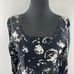 MARIA STANLEY Hamline Blouse Top Black White Cosmos Puff Sleeve Square Neck Sz L
