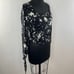 MARIA STANLEY Hamline Blouse Top Black White Cosmos Puff Sleeve Square Neck Sz L