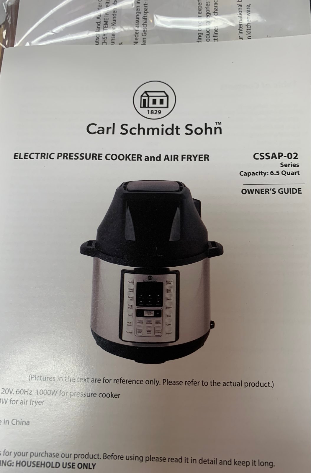 Electric Pressure Cooker and Air Fryer