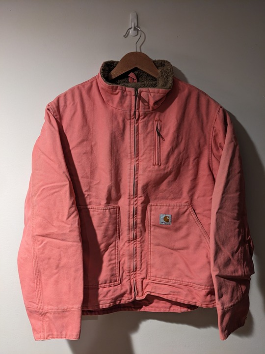 Vintage Carhartt Jacket Coat Sherpa Lined Womens Size XL WJ022 SBT Sherbet Pink