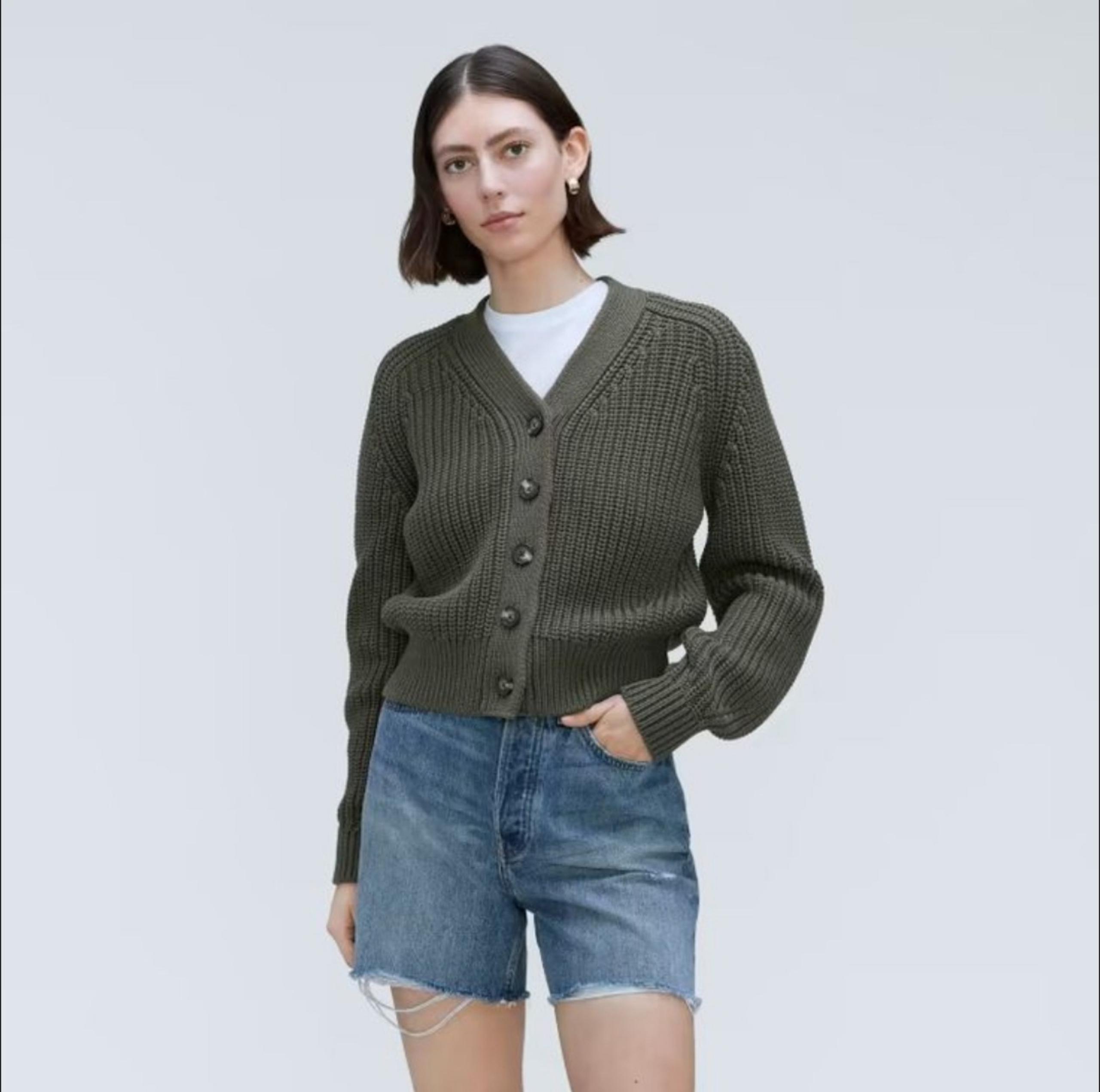 Women's Shaker Stitch Wool Blend Button Knit Cardiagn S/M