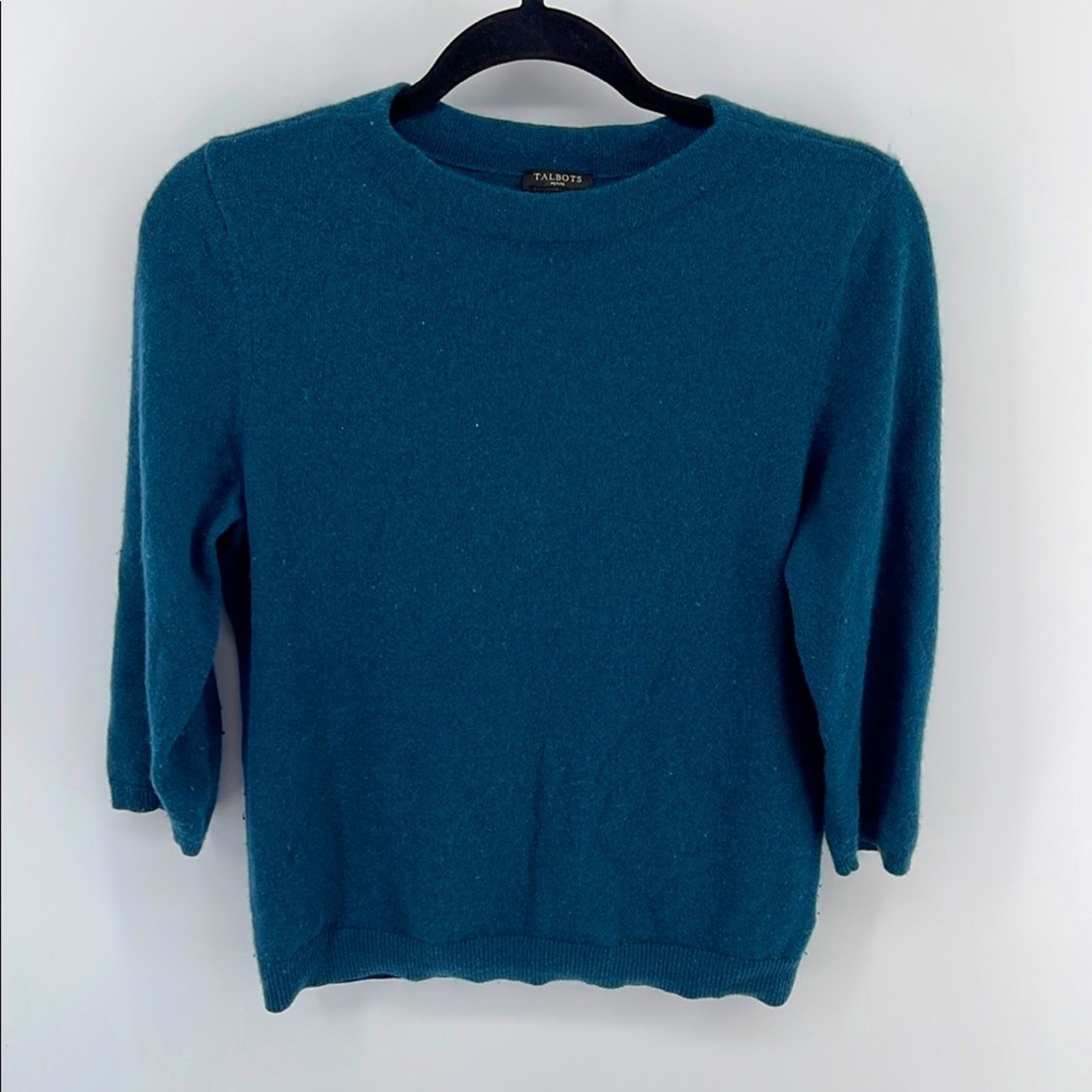 Talbots 100% cashmere 3/4 sleeve crewneck knit sweater sz LP