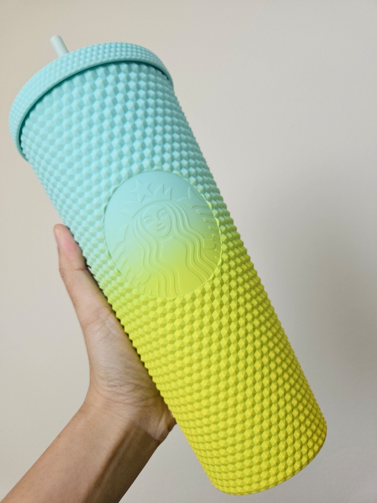 Starbucks Taiwan Mint Yellow Ombre Matte Studded Tumbler Cup