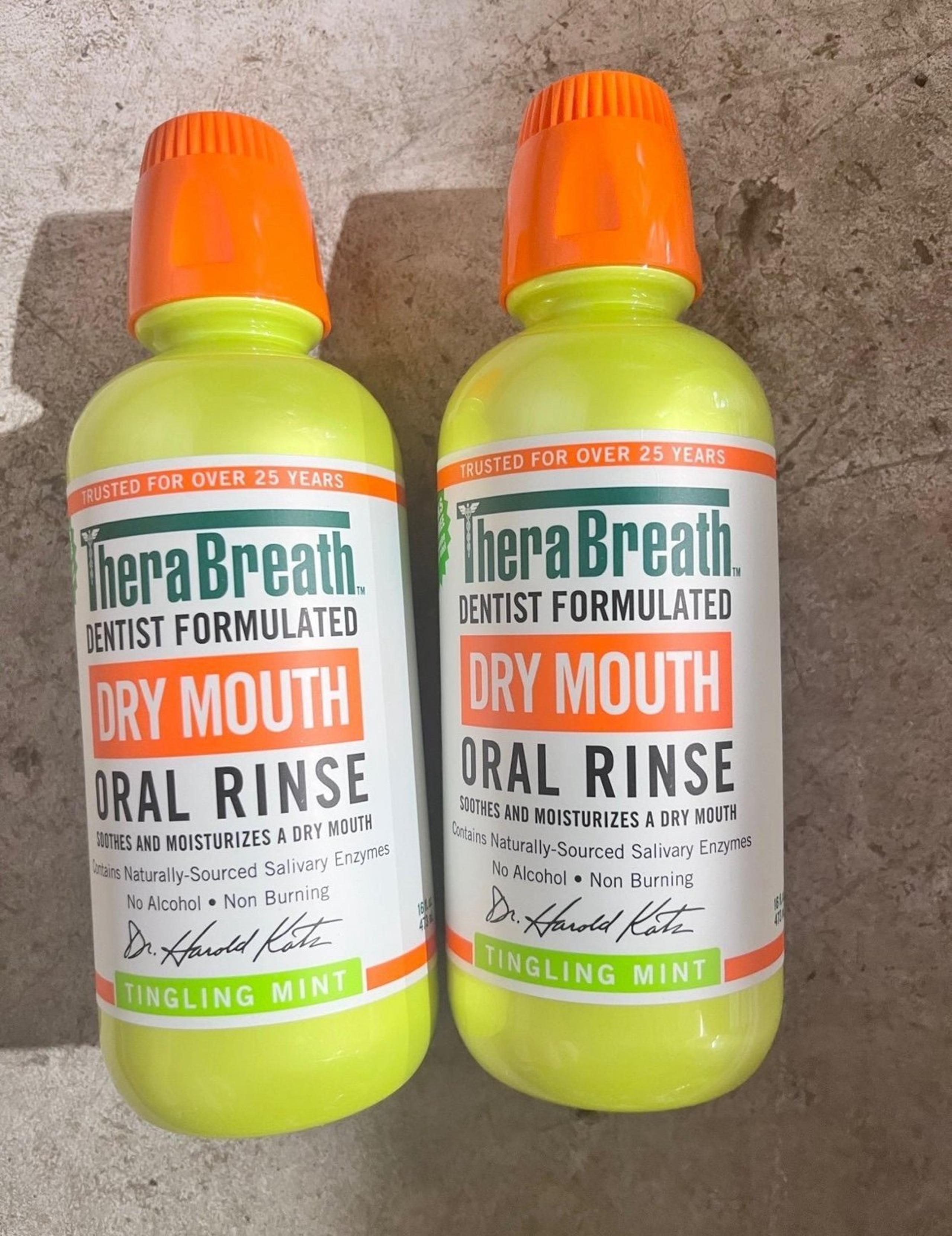 TheraBreath Dry Mouth Oral Rinse, Tingling Mint, Dentist Formulated, 16 Fl Oz (2
