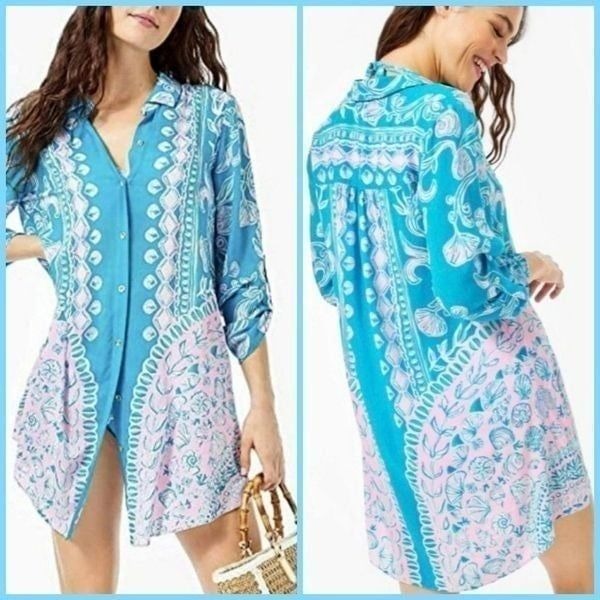 Lilly Pulitzer Natalie Beach Summer Cover Up Turquoise Teal