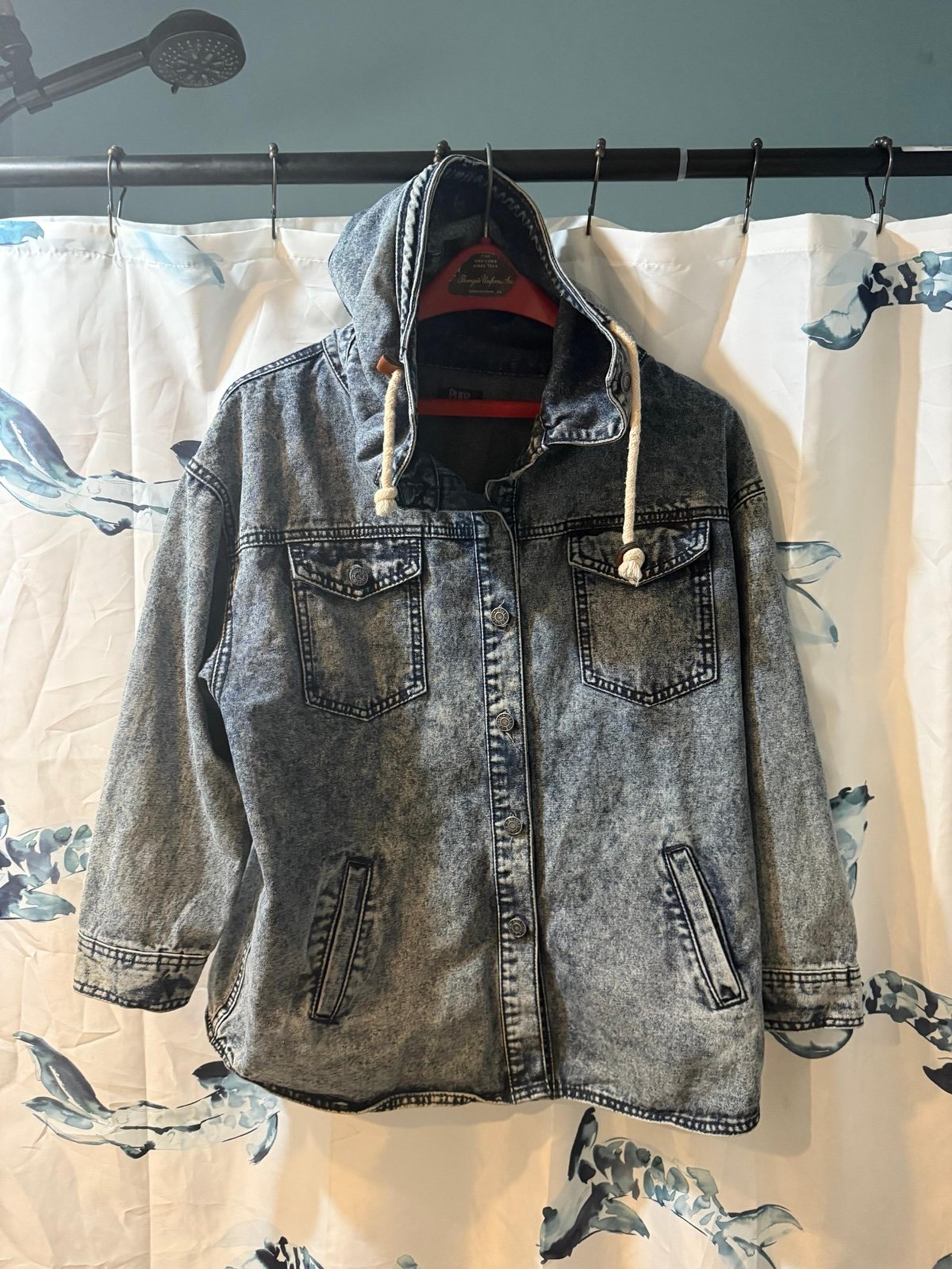 Pure Hype Vintage Y2K baggy fit hooded denim jacket button closure women’s M