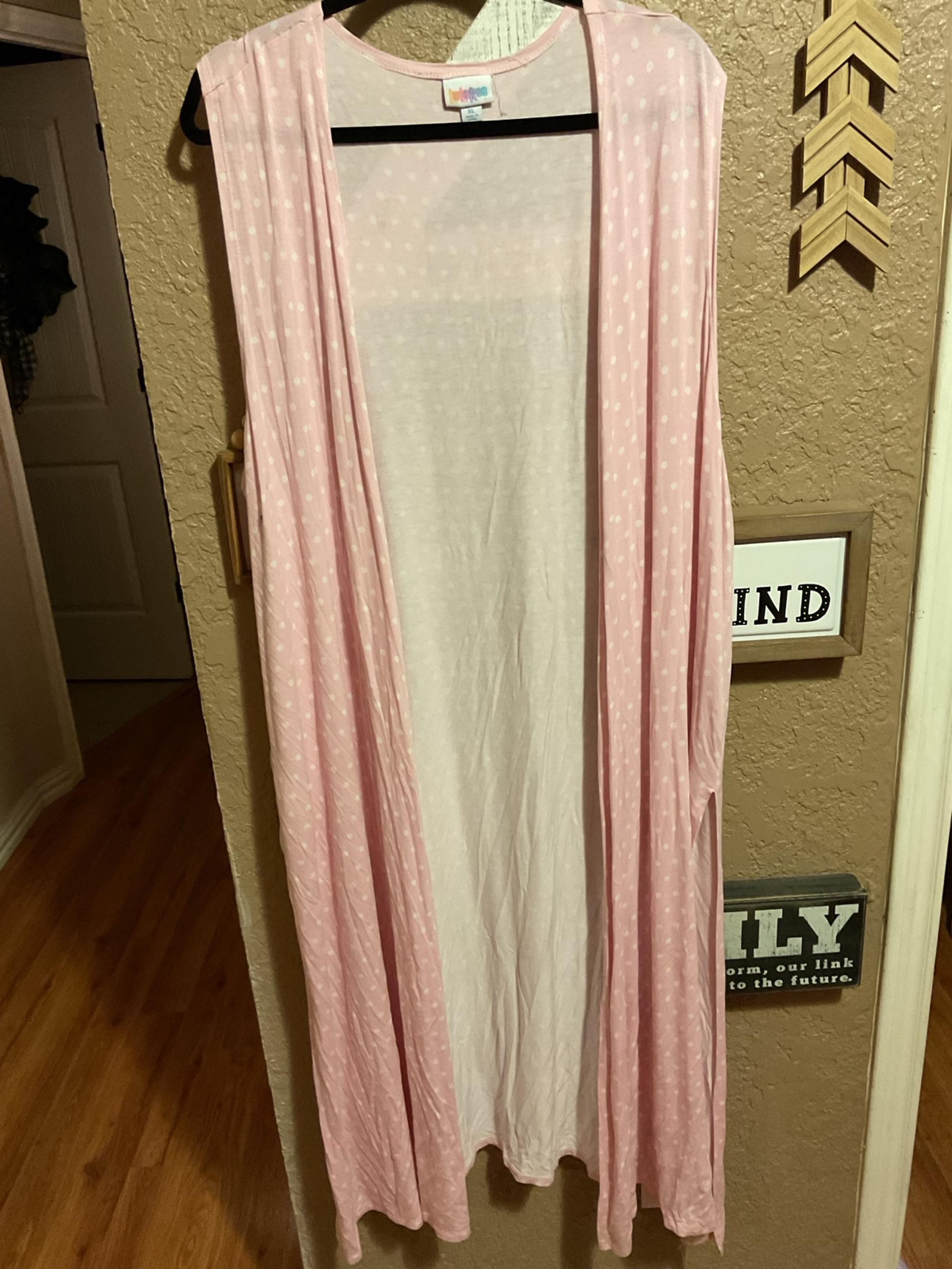 Lularoe Joy Pink With White Polka Dot Vest Women’s Size XL