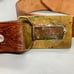 Vintage Tooled Leather Belt Brass Buckle