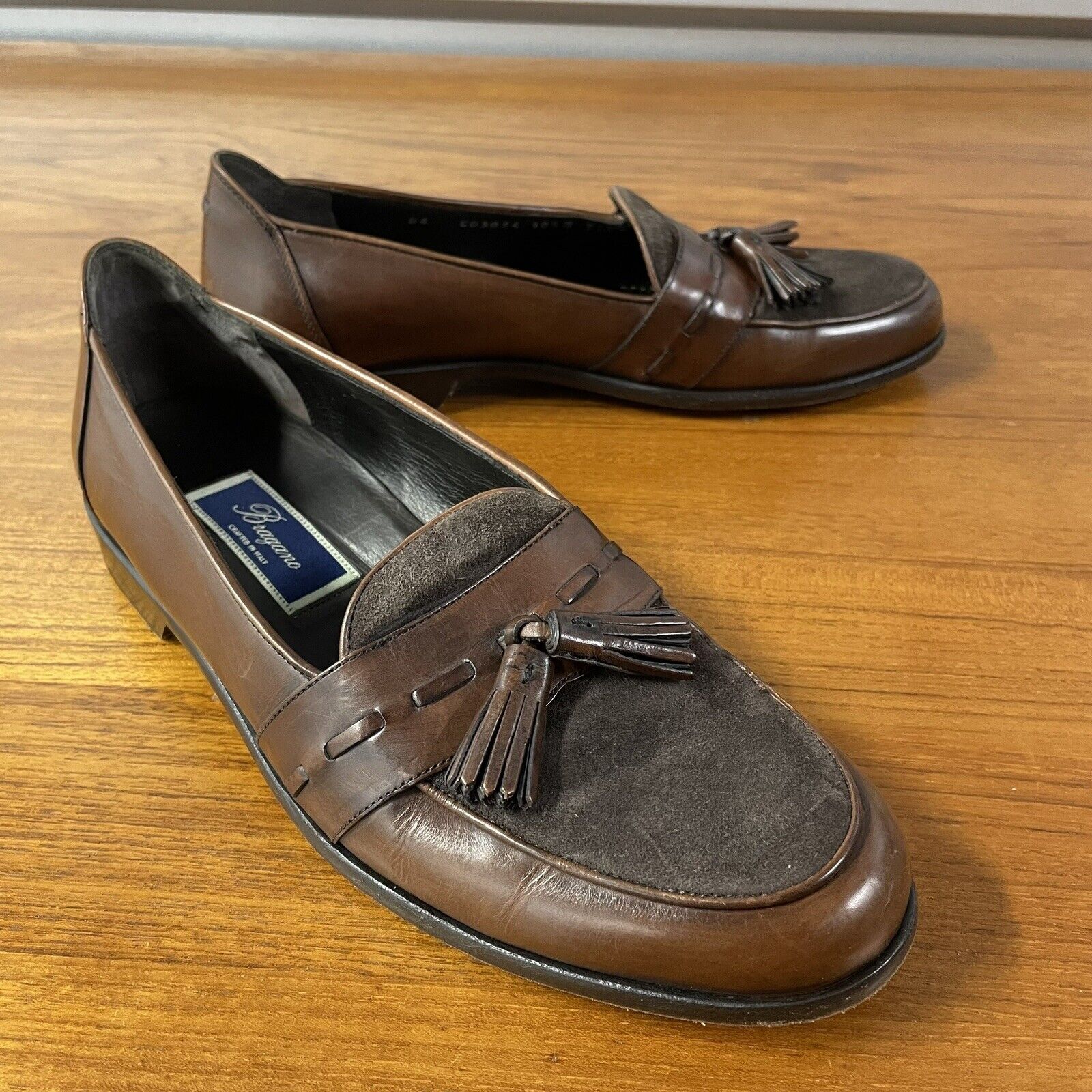 Bragano Cole Haan Brown Leather Suede Tassel Kiltie Loafer Size 10.5M