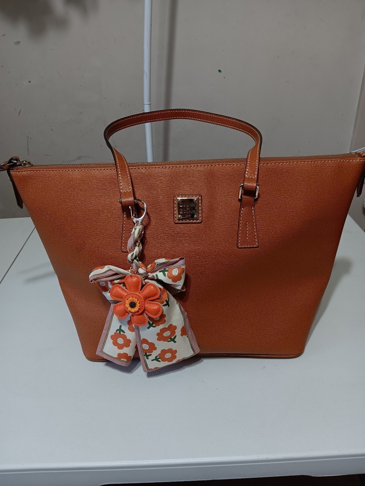 Tan Saffiano tote