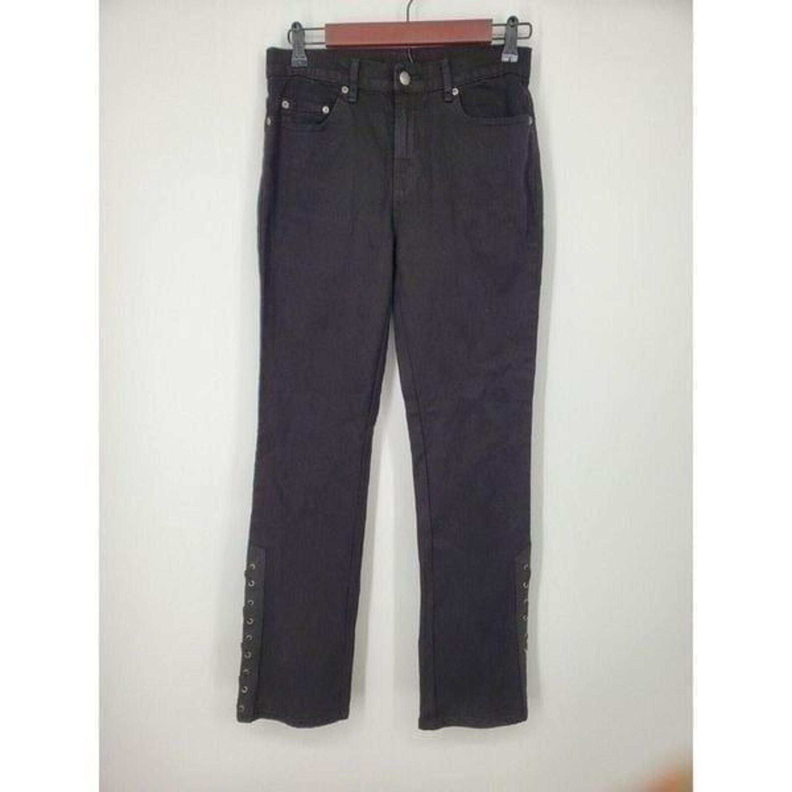 Vintage 90s Y2k D2 side lace up Black Jeans Pants Bootcut Size 2 Diane Gilman