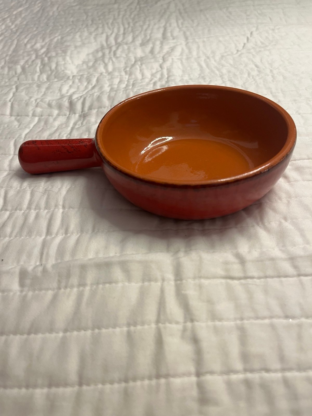 De Silva Terracotta Soup Bowl Baking Oven Dish Handle Made Italy Red 5-7/8 Dia