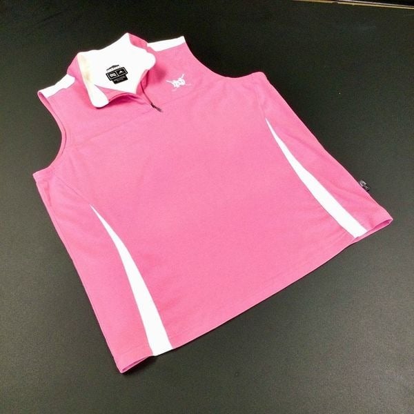 Adidas Womens Pink White Climalite Stretch Sleeveless 1/4 Zip Tank Top Size XL N