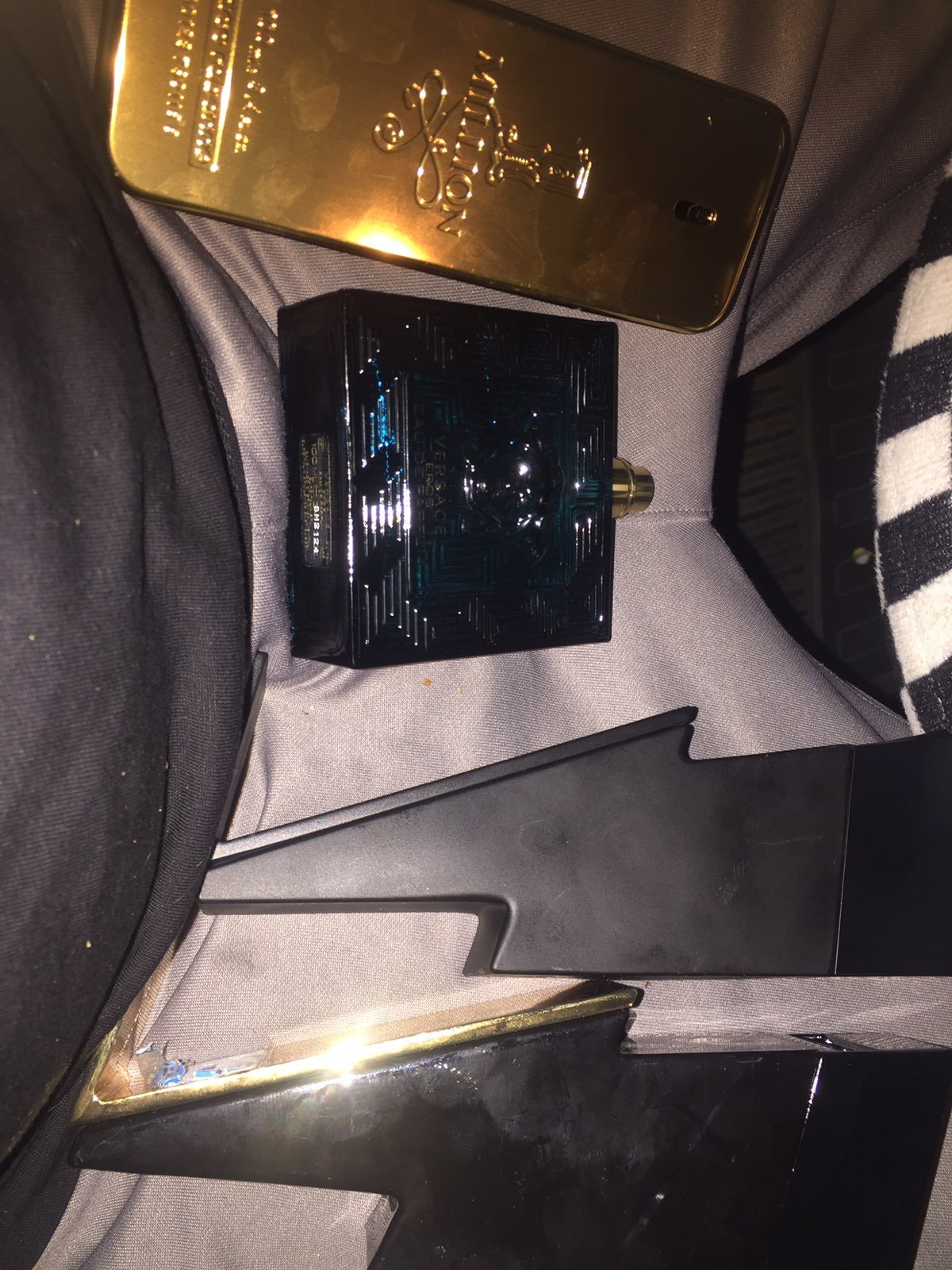 Versace eros, 2 different carolina herrerras and a millions gold bar by paco all