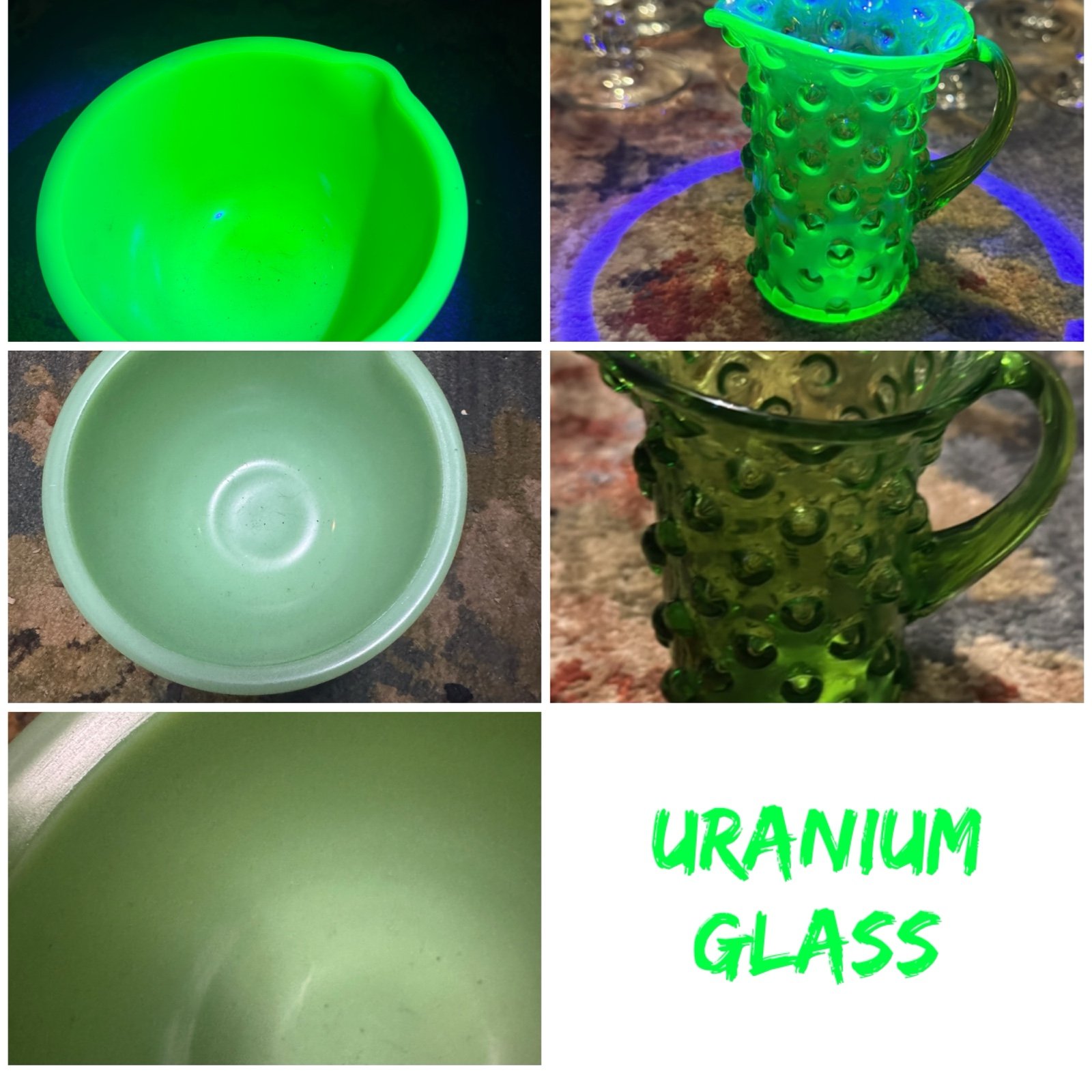 Glass uranium glass dishes