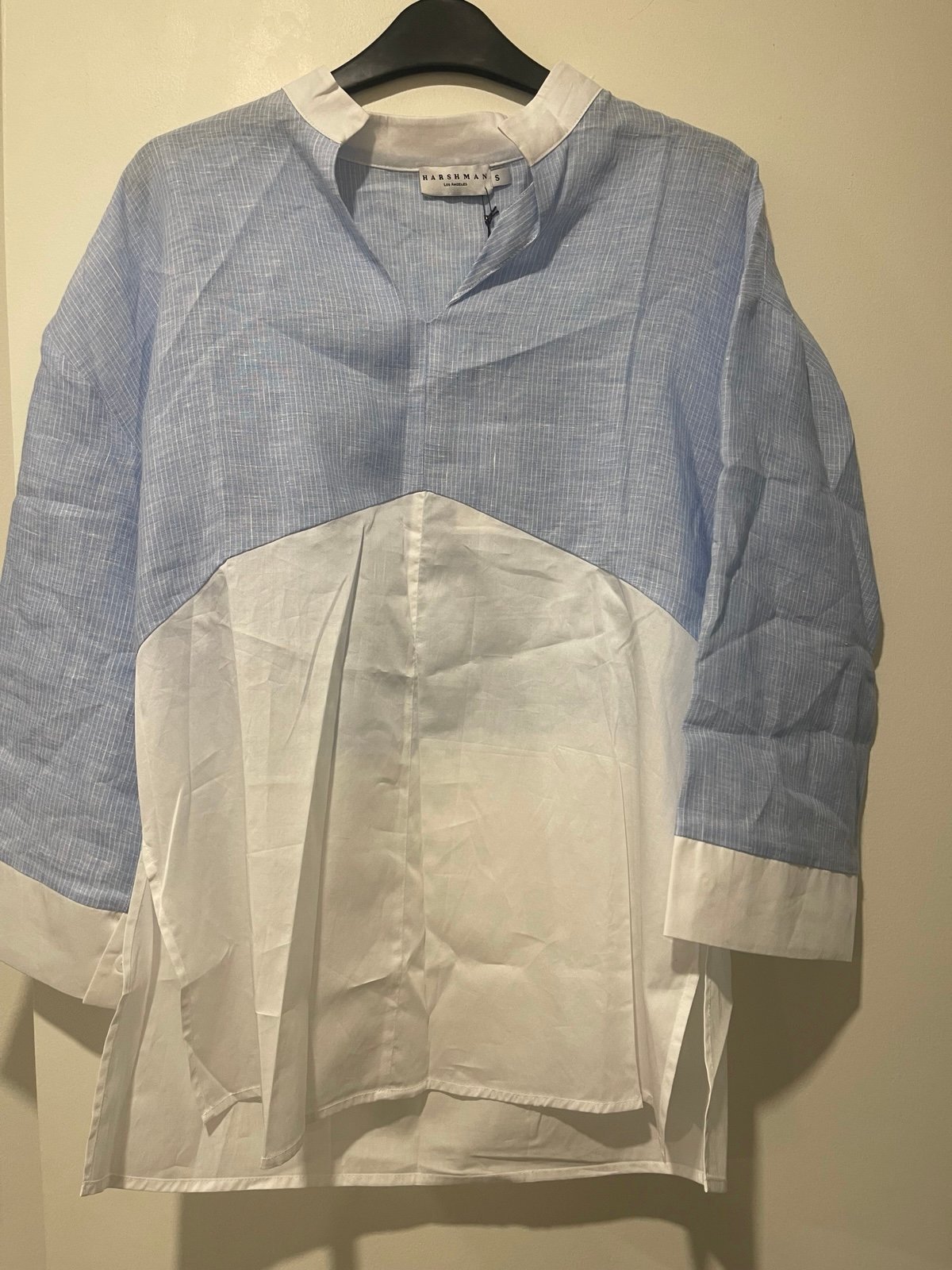 NWT Harshman Popover - White & Blue Stripe Cotton and Linen