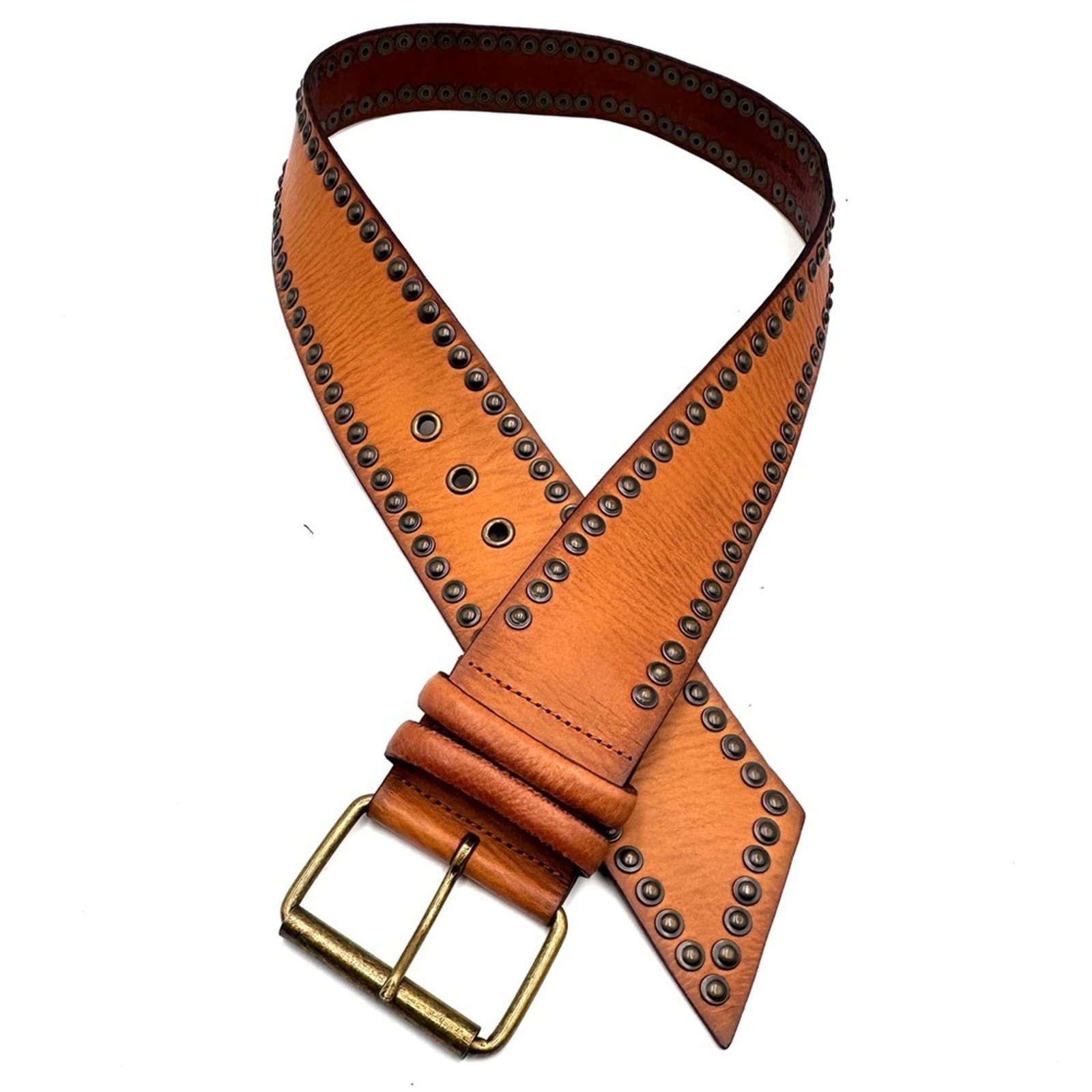 BOHO women's asymmetrical studded leather belt - SIZE M - MEDIUM
