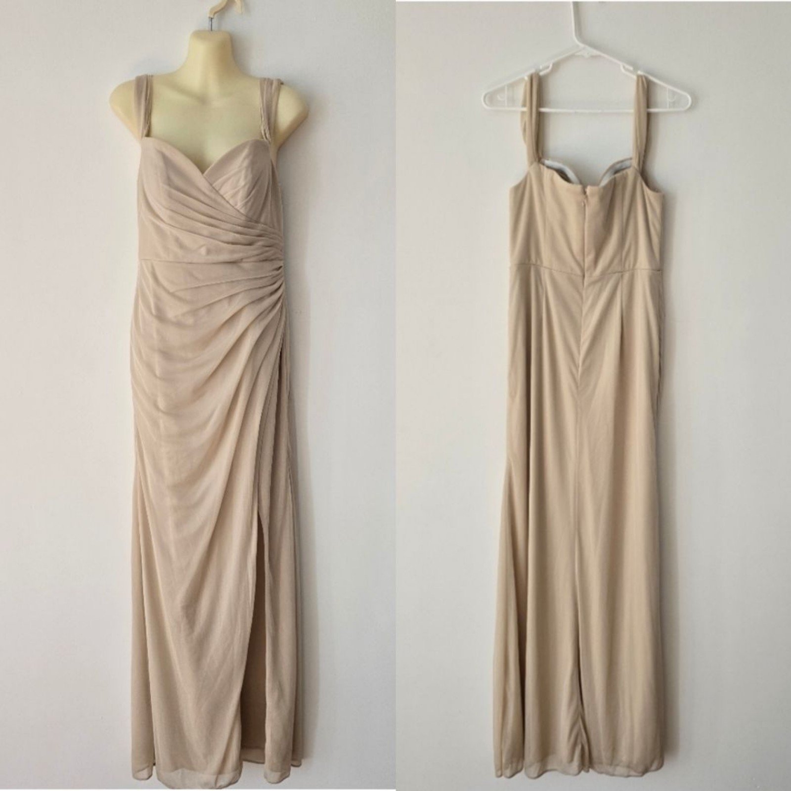 Azazie Bridesmaid Dress Champagne Maxi Dress Size 6