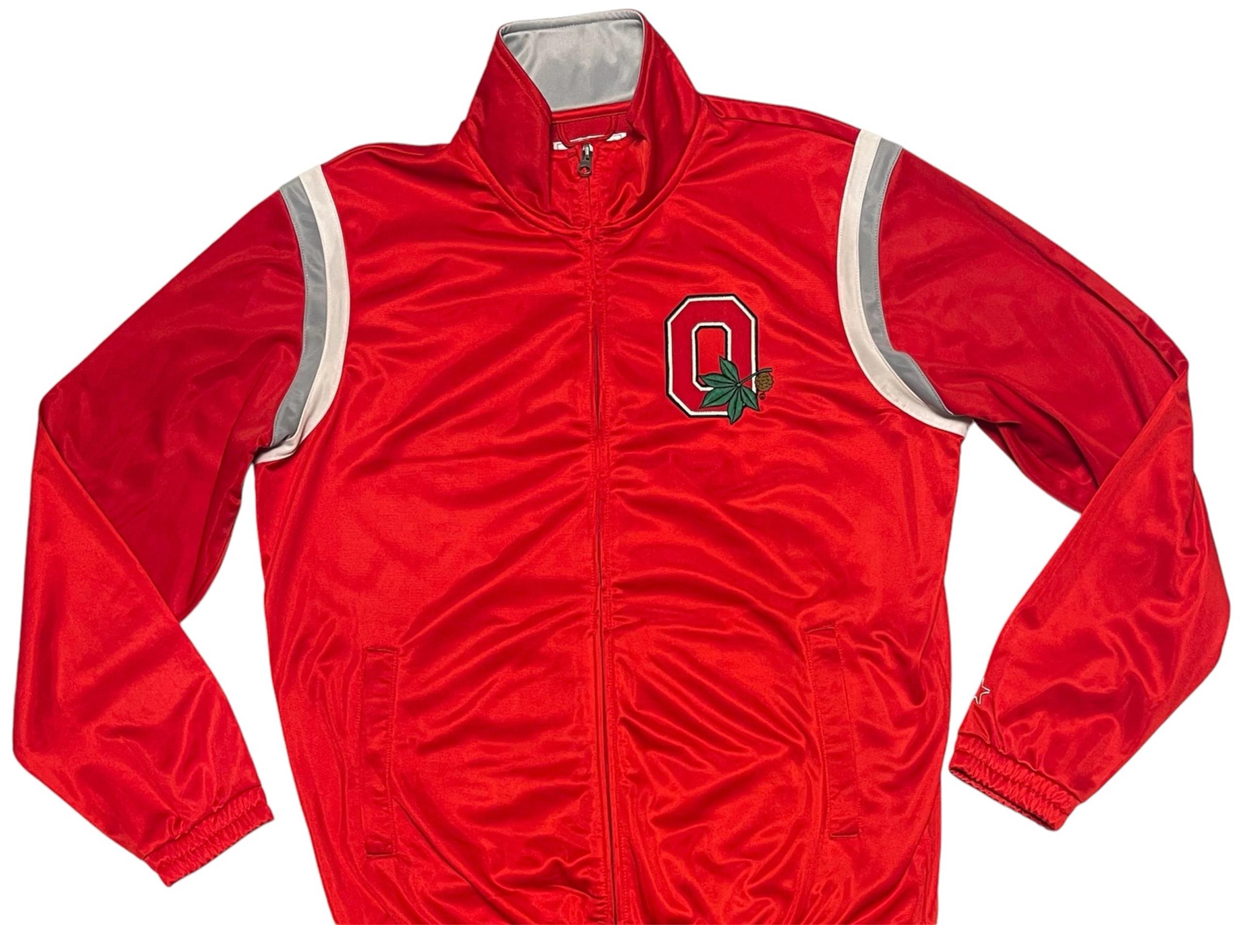 STARTER BOMBER FULL ZIP JACKET OHIO STATE BUCKEYES SCRIPT LOGO RED MEN SZ LARGE