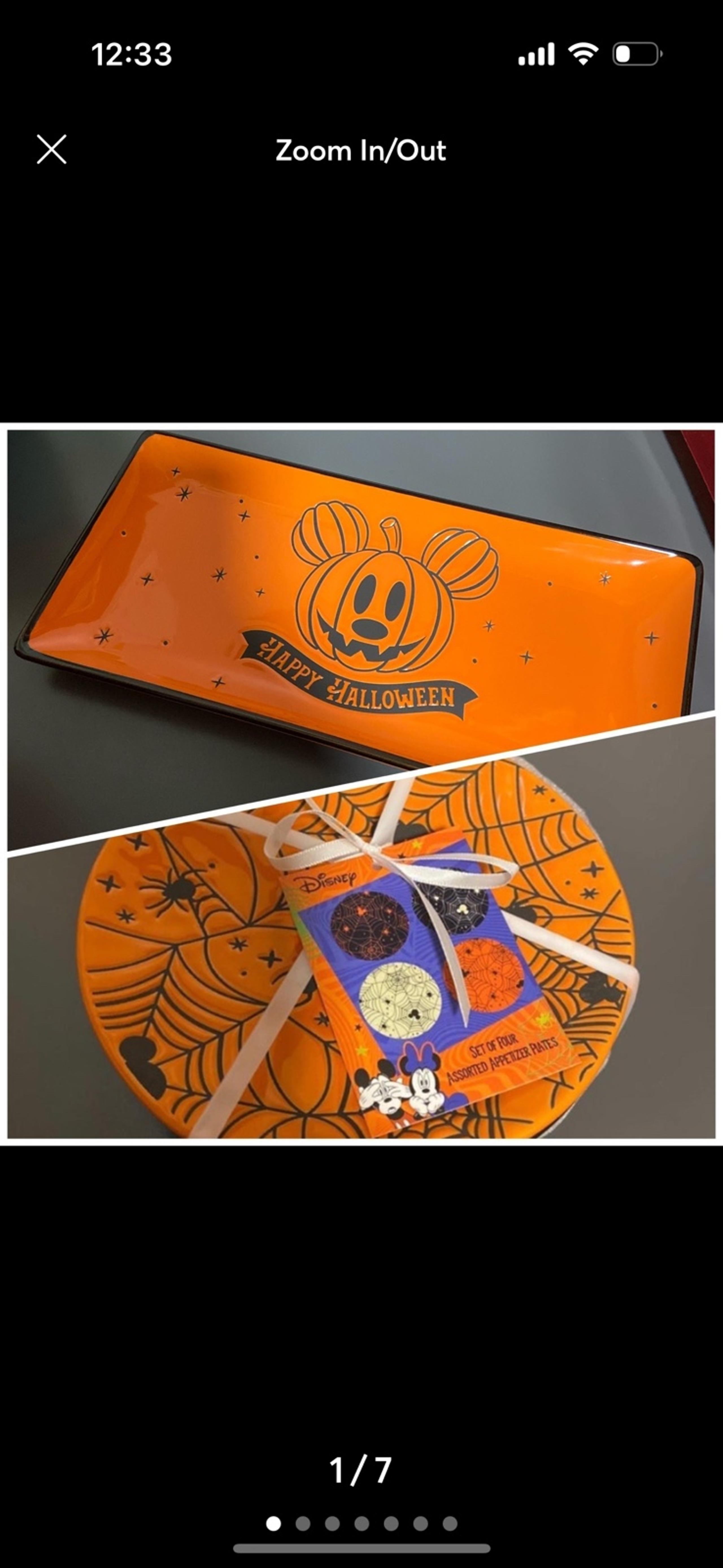 Disney Mickey Mouse Spiderweb 4 piece Appetizer Plates and Halloween Platter