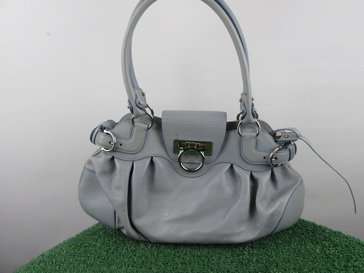 Salvatore Ferragamo Marissa Gancini Satchel Shoulder Bag Lite Blue AU-21 6317