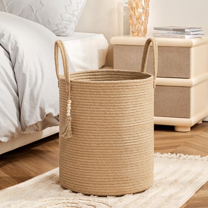 Laundry Hamper - 16 x 13.8 inches, Large Woven Rope Storage Basket