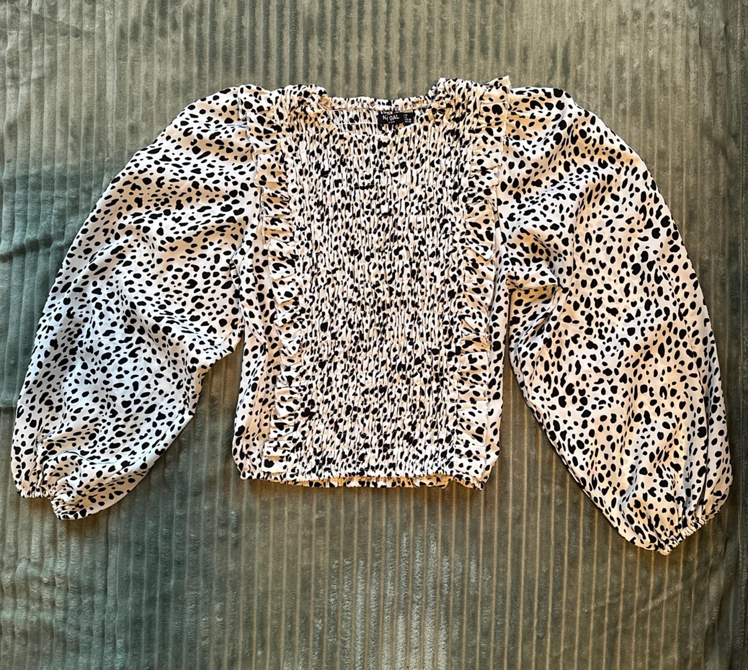 White Leopard Print Blouse/ Top