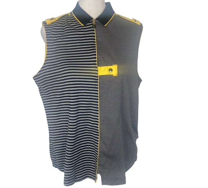 JAMIE SADOCK Golf Sleeveless Shirt 1/4 Zip Pullover Black Yellow L 63-6
