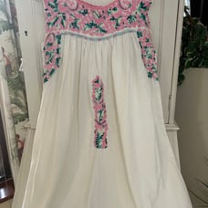 MI Golondrina (Mexico) Liliana Gris Rosa y Verde embrodered dress small