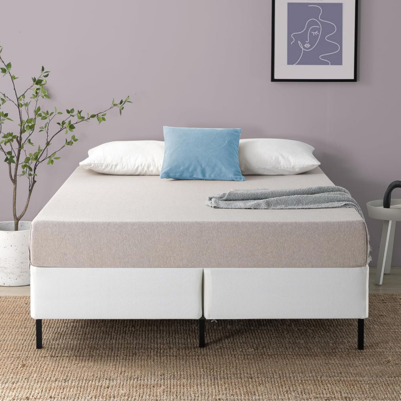 ZINUS No Assembly Metal Box Spring, 9 Inch White Mattress Foundation, Split Quee