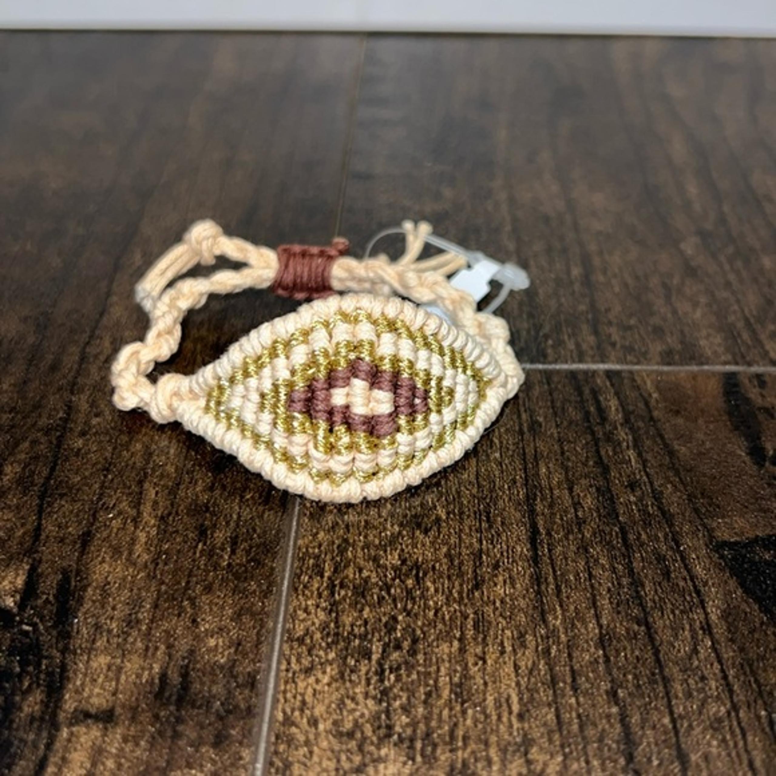 NWOT Metallic Thread Evil Eye Twine Bracelet