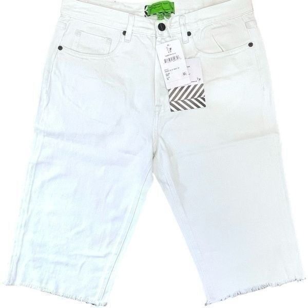 SANDRINE ROSE By Free People Women's White Frayed Hem Bermuda Shorts Size 28 NWT