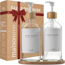Kitchen Soap Dispenser Set - Glass Soap Dispenser with Pump set of2