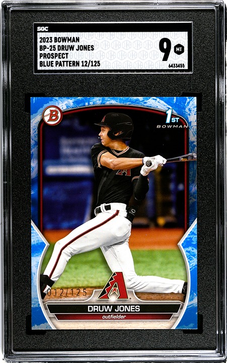 2023 Bowman Druw Jones Blue Pattern 1st Bowman SGC 9 12/125! See description!
