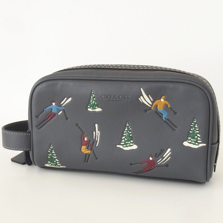 COACH Small Travel Kit with Ski Slope Print, Zip Closure, 8.75x5x3.25 CE680 NEW