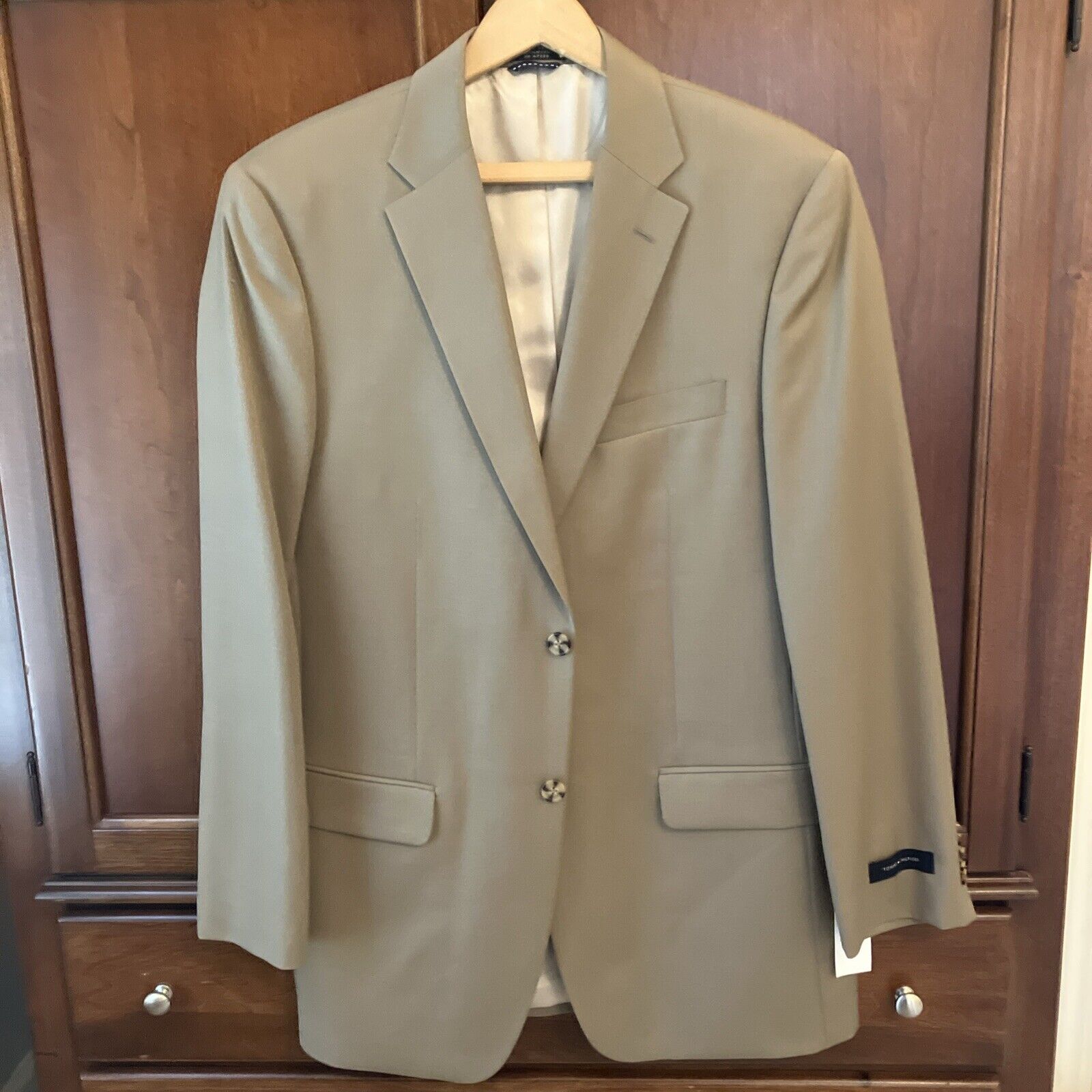 Tommy Hilfiger 40L 100% Wool Blazer Suit Jacket RN 47338 Palmer Tan NWT 325