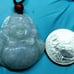 Burmese icy type A jadeite jade pendant.